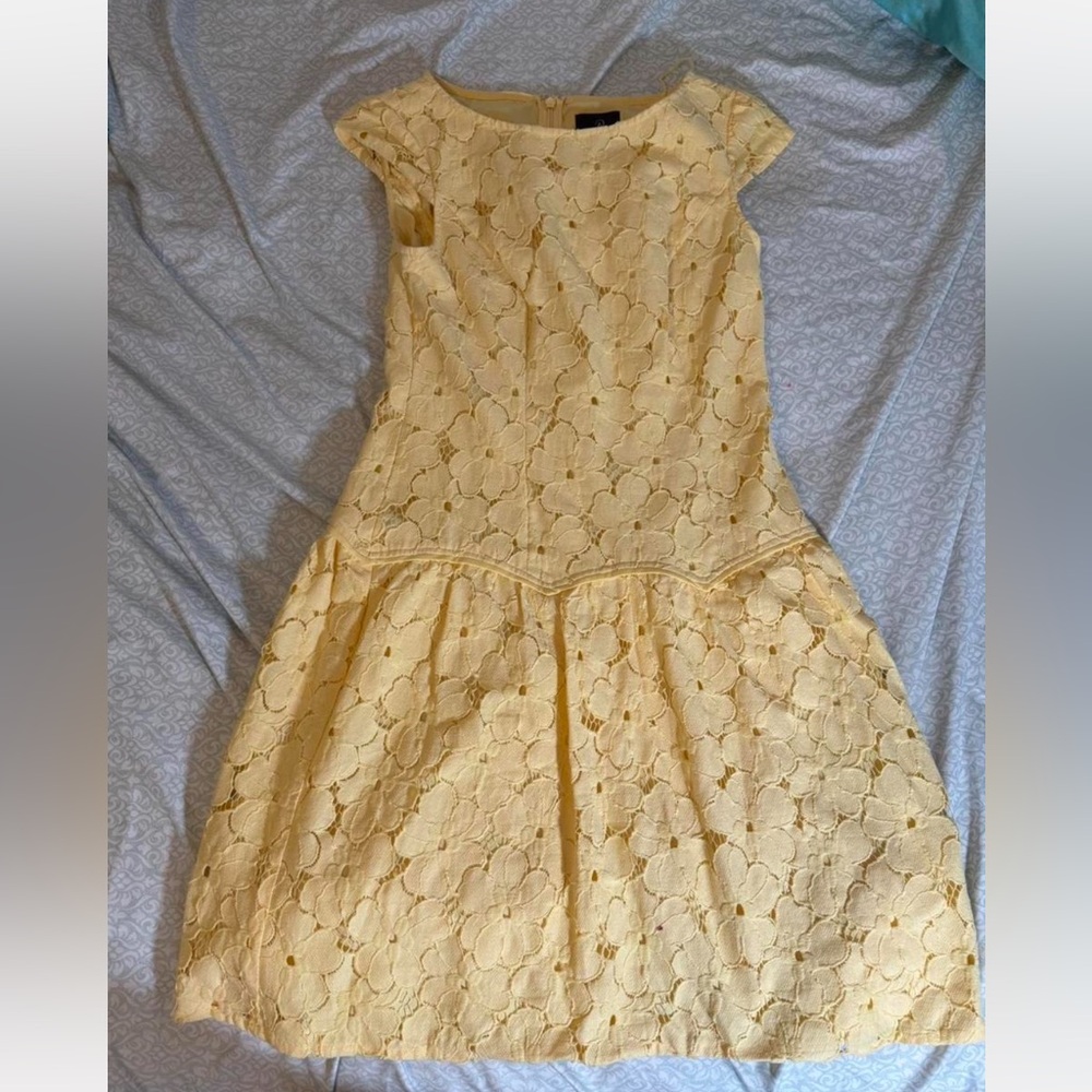 Adrianna Papell Yellow A-Line Pleated Dress